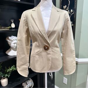 Aura Beige Single Button Blazer Women’s Size 4 – Made in Portugal